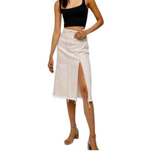 Free People Mambo White Wash Denim Midi Skirt